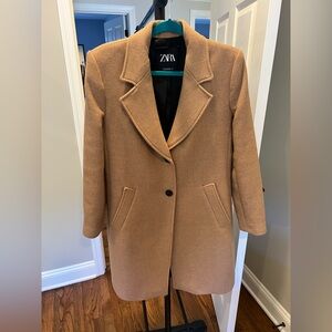 Zara Women's Camel Wool Coat Sz M new